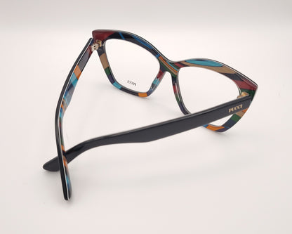 gafas emilio pucci ep5275 005 negras geométricas con interior multicolor