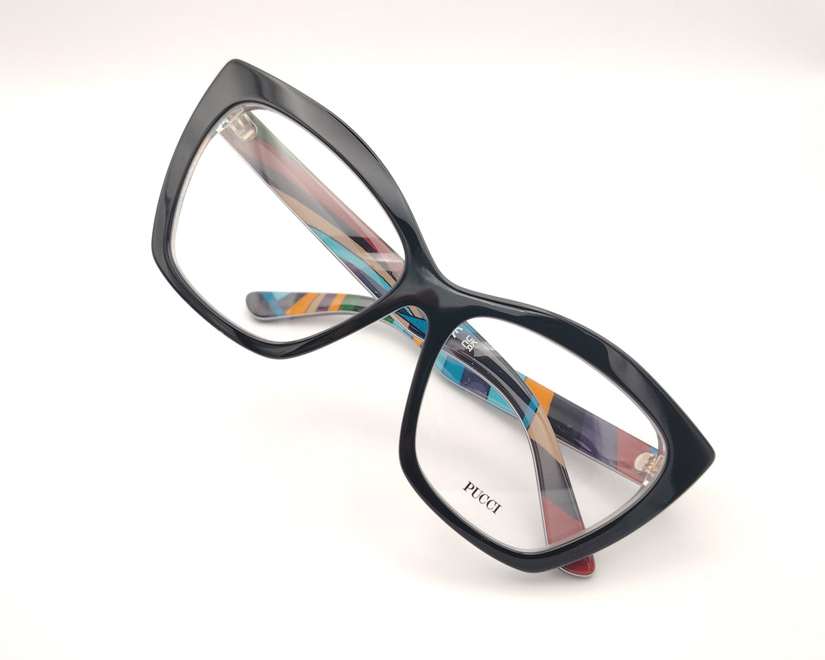 gafas emilio pucci ep5275 005 negras geométricas con interior multicolor