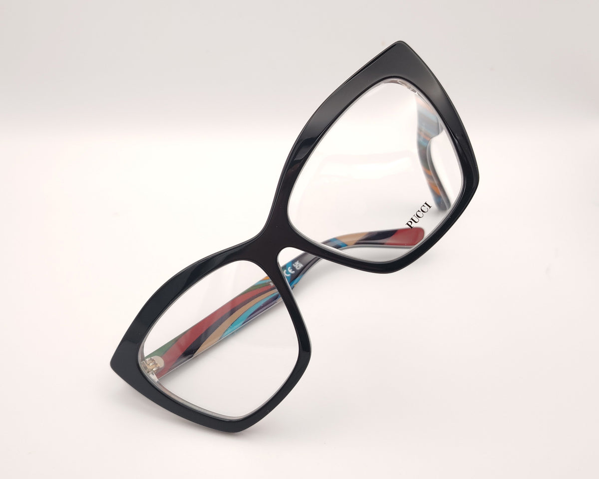 gafas emilio pucci ep5275 005 negras geométricas con interior multicolor