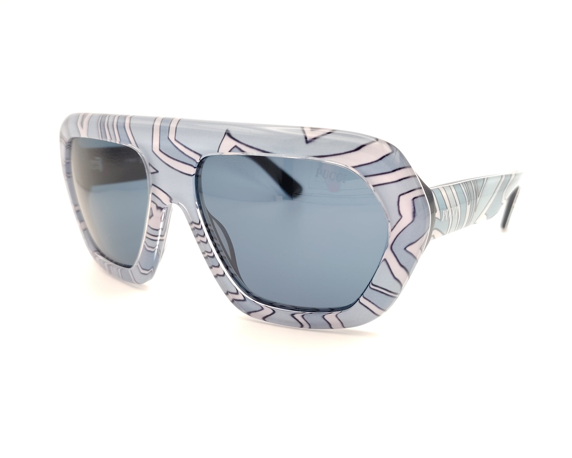 gafas de sol emilio pucci ep 252 99v con montura geométrica estampada y lentes azules