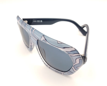 gafas de sol emilio pucci ep 252 99v con montura geométrica estampada y lentes azules