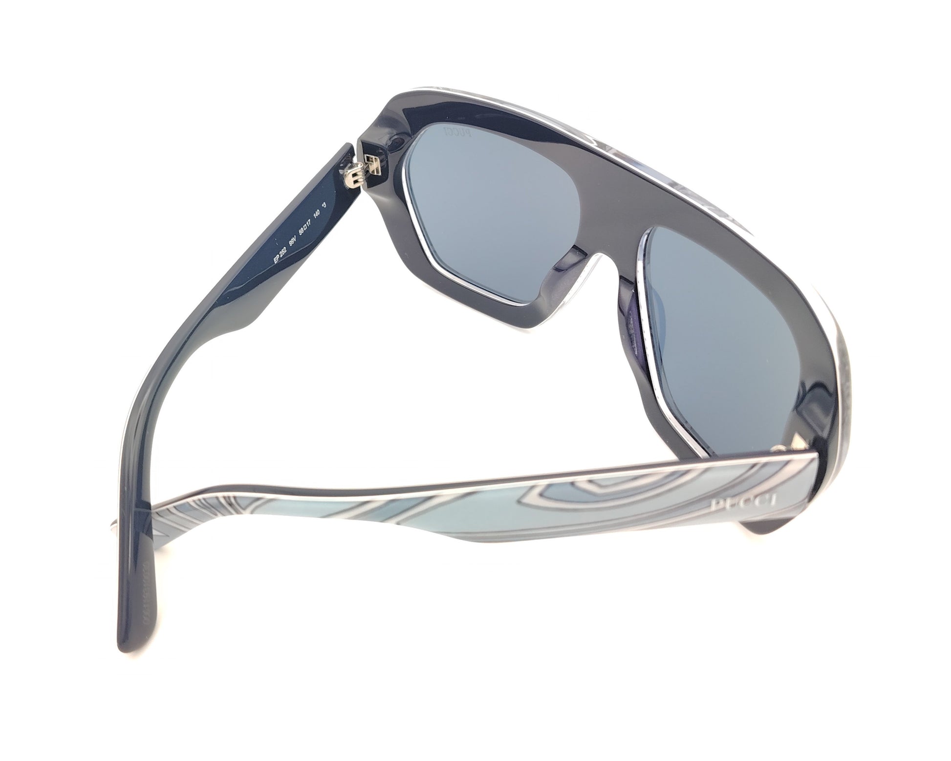 gafas de sol emilio pucci ep 252 99v con montura geométrica estampada y lentes azules