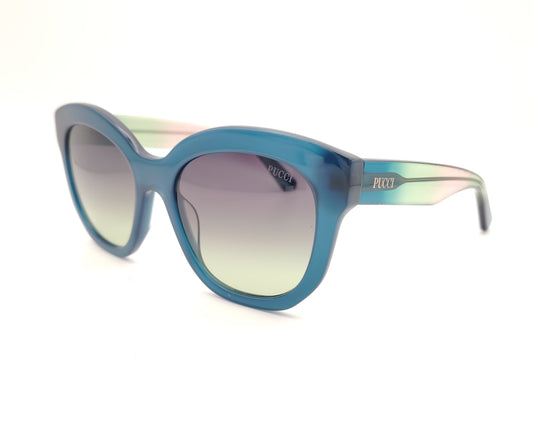 gafas de sol emilio pucci ep 254 90b azules oversize con lentes degradadas y varillas multicolor