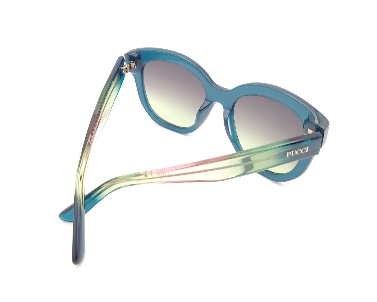 gafas de sol emilio pucci ep 254 90b azules oversize con lentes degradadas y varillas multicolor