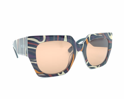 gafa de sol emilio pucci ep 262 fondo negro estampada en varios tonos con lentes marrones