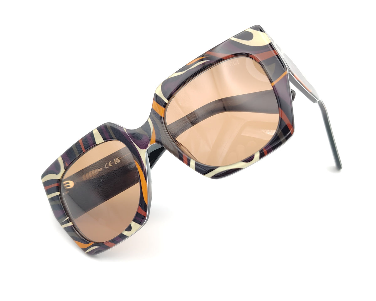 gafa de sol emilio pucci ep 262 fondo negro estampada en varios tonos con lentes marrones