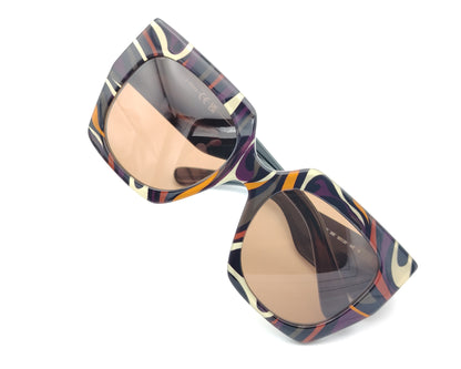 gafa de sol emilio pucci ep 262 fondo negro estampada en varios tonos con lentes marrones