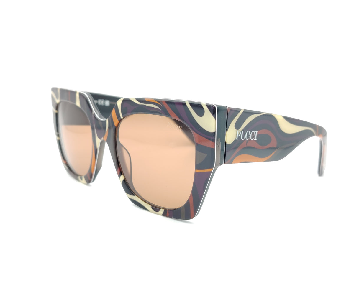 gafa de sol emilio pucci ep 262 fondo negro estampada en varios tonos con lentes marrones