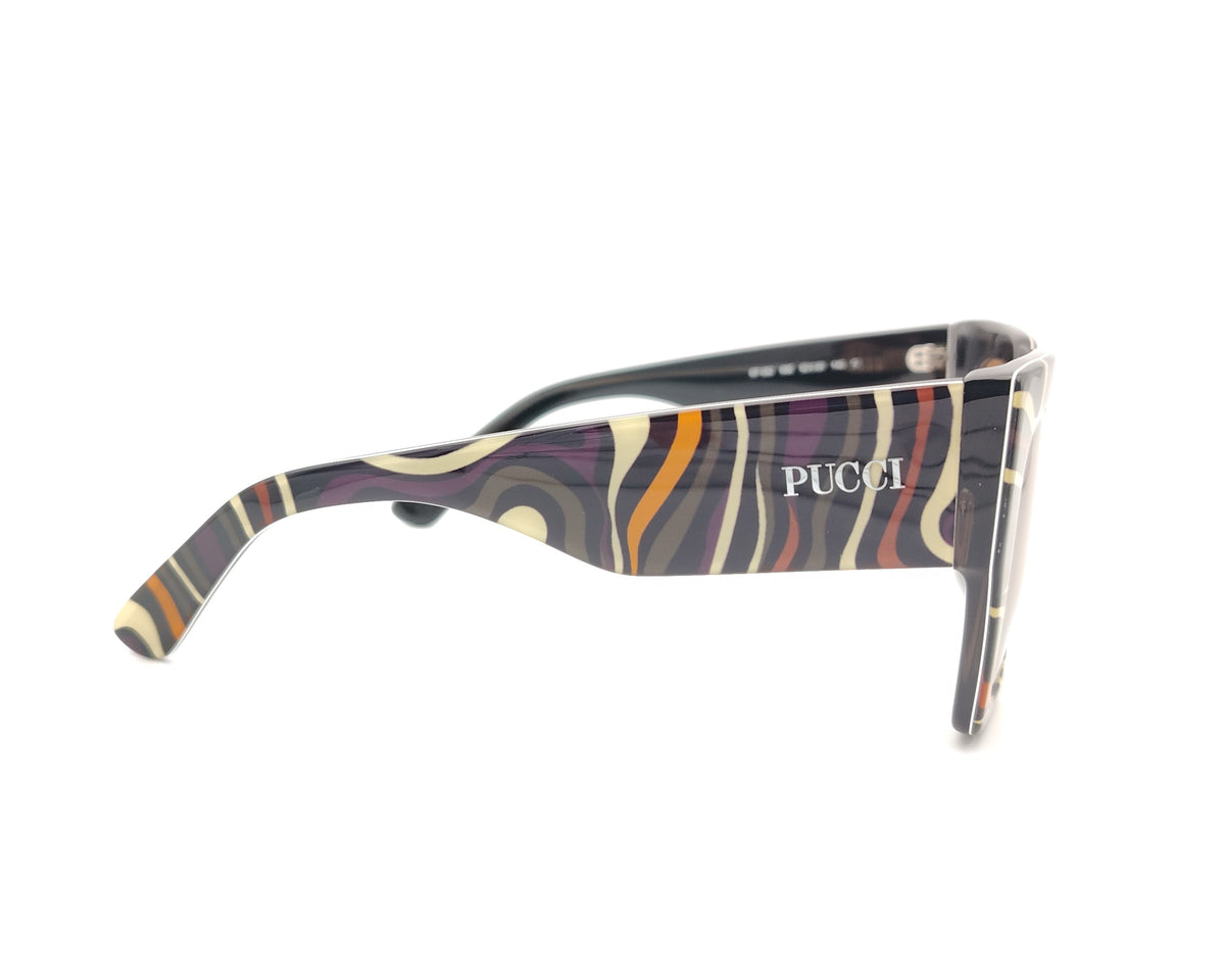 gafa de sol emilio pucci ep 262 fondo negro estampada en varios tonos con lentes marrones
