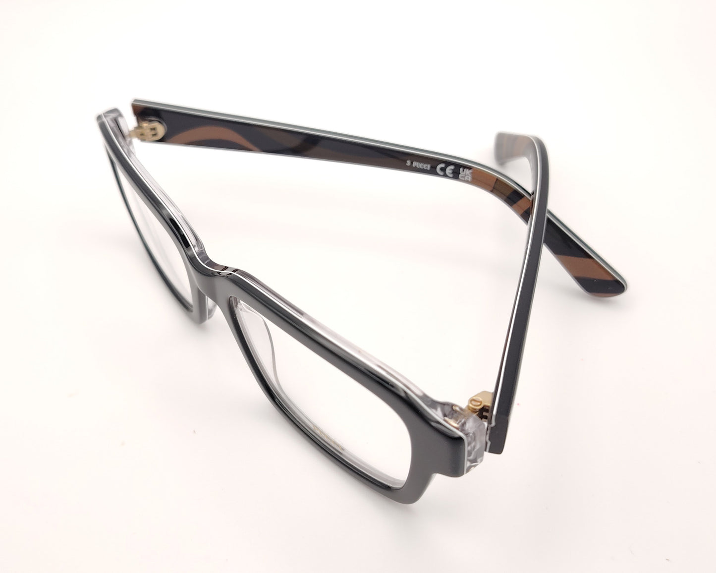 gafas graduadas emilio pucci ep 5283 005 negras rectangulares con detalle estampado en el interior