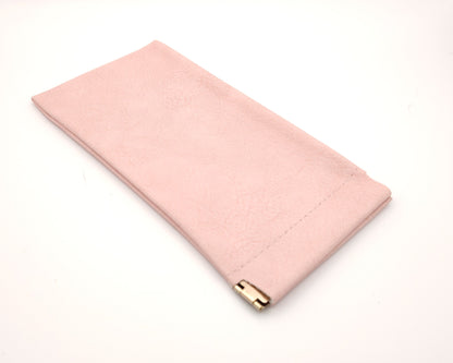estuche para gafas, de polipiel lp712 rosa con cierre de fleje