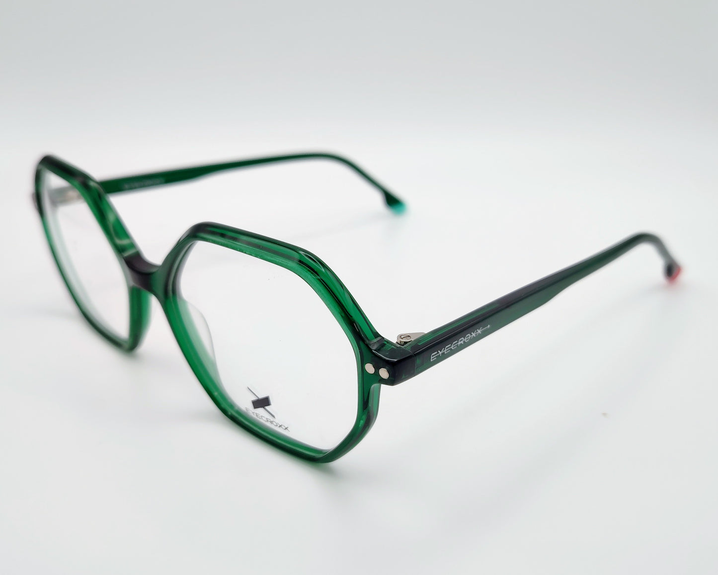 gafas eyecroxx ec649 c3 montura geométrica hexagonal verde con clip solar magnético metálico polarizado 