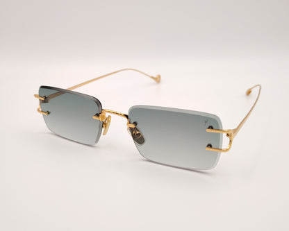 eyepetizer dillinger c 4-25 gafas de sol sin montura con lentes rectangulares degradadas en verde detalles metálicos dorados
