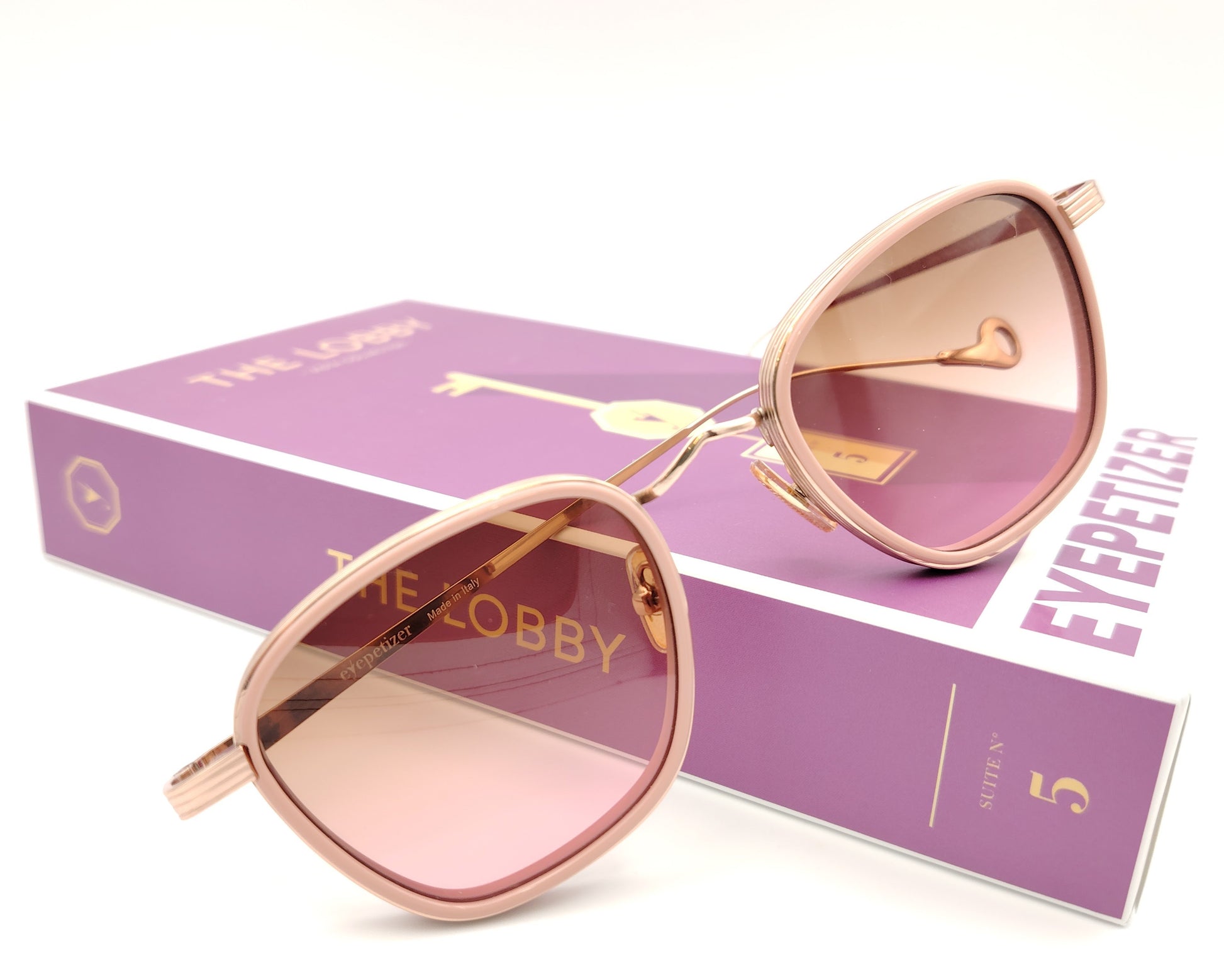 eyepetizer glide c q-9-44 gafas de sol en tono oro rosa con lentes degradadas en rosa