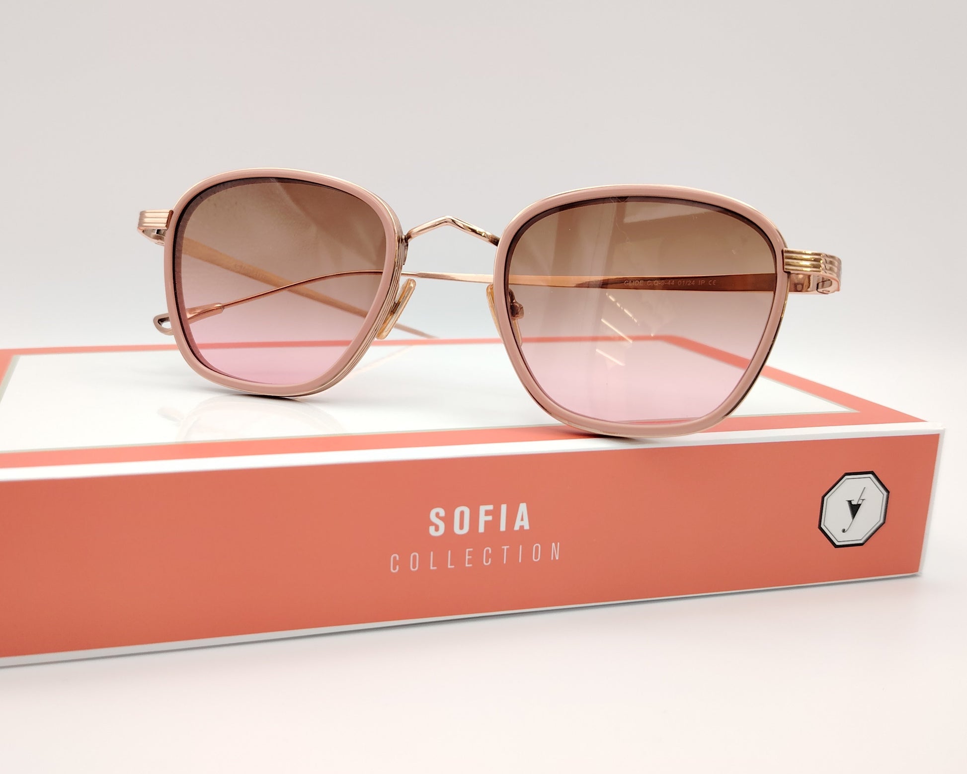 eyepetizer glide c q-9-44 gafas de sol en tono oro rosa con lentes degradadas en rosa
