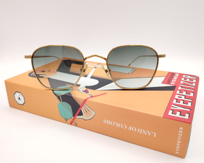 eyepetizer jondal c 4-25 gafas de sol metálicas en color dorado con lentes degradadas en tono verde diseño ligero y elegante