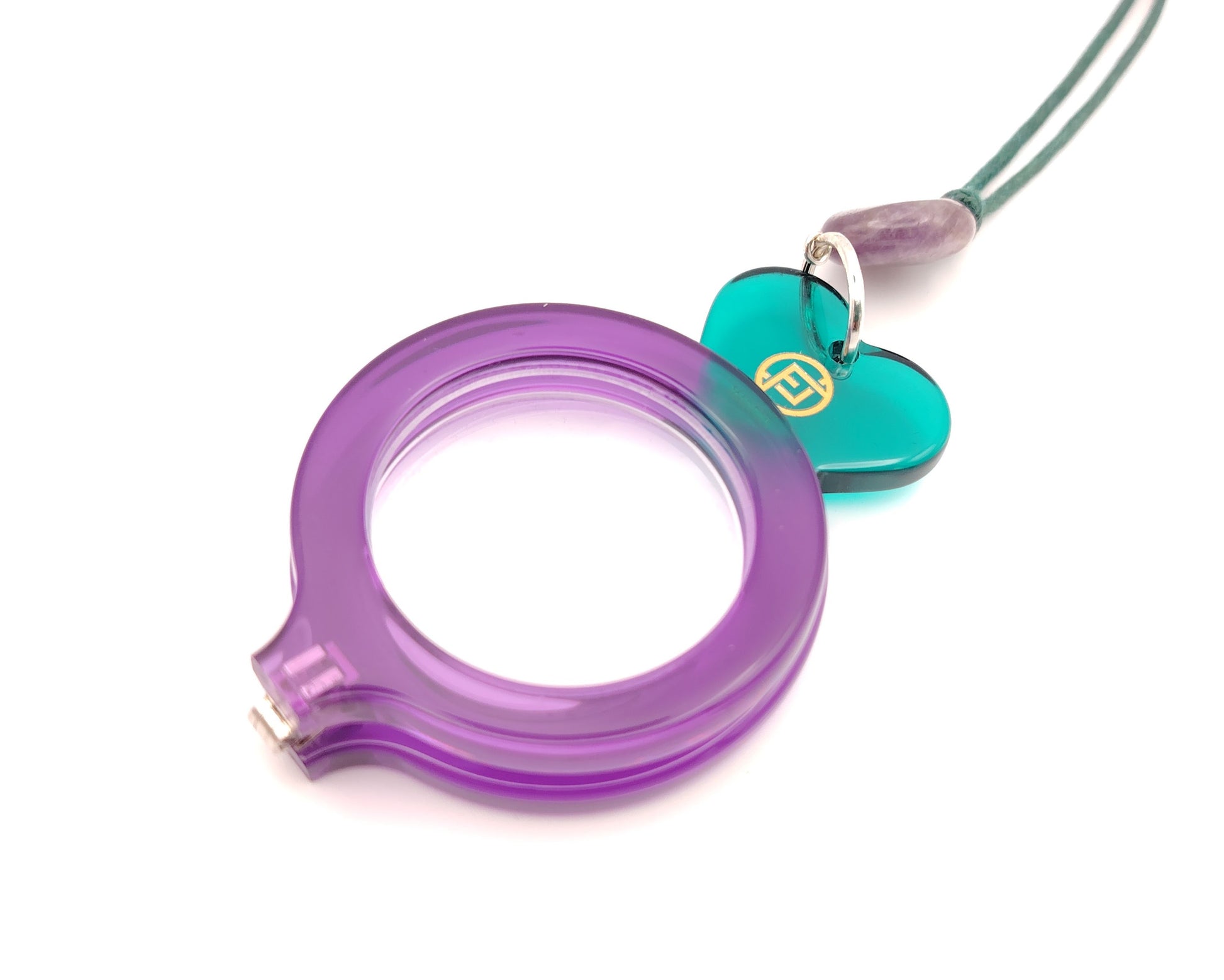 colgante lupa flippan look fl00439c corazón violeta verde
