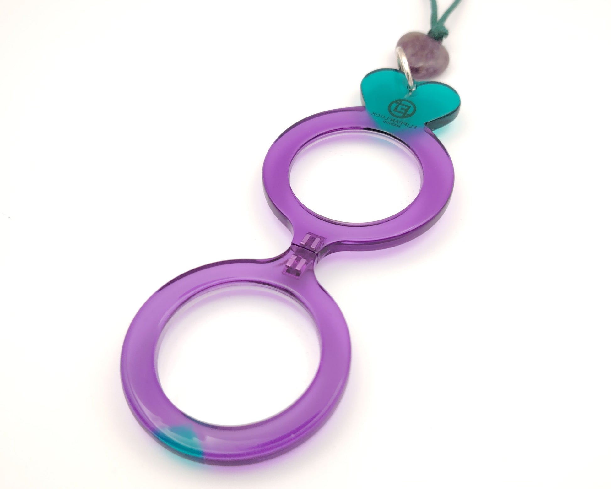 colgante lupa flippan look fl00439c corazón violeta verde