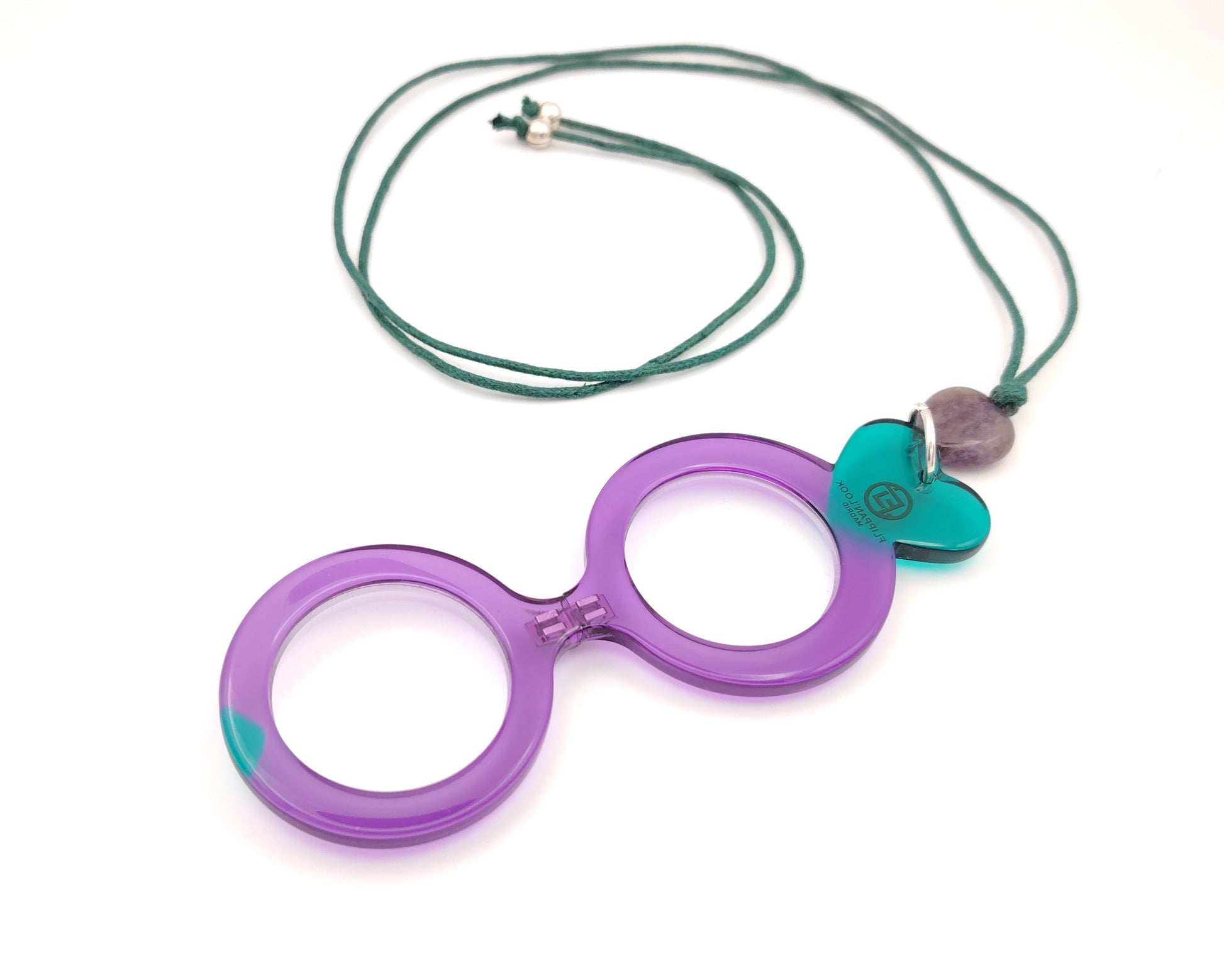 colgante lupa flippan look fl00439c corazón violeta verde