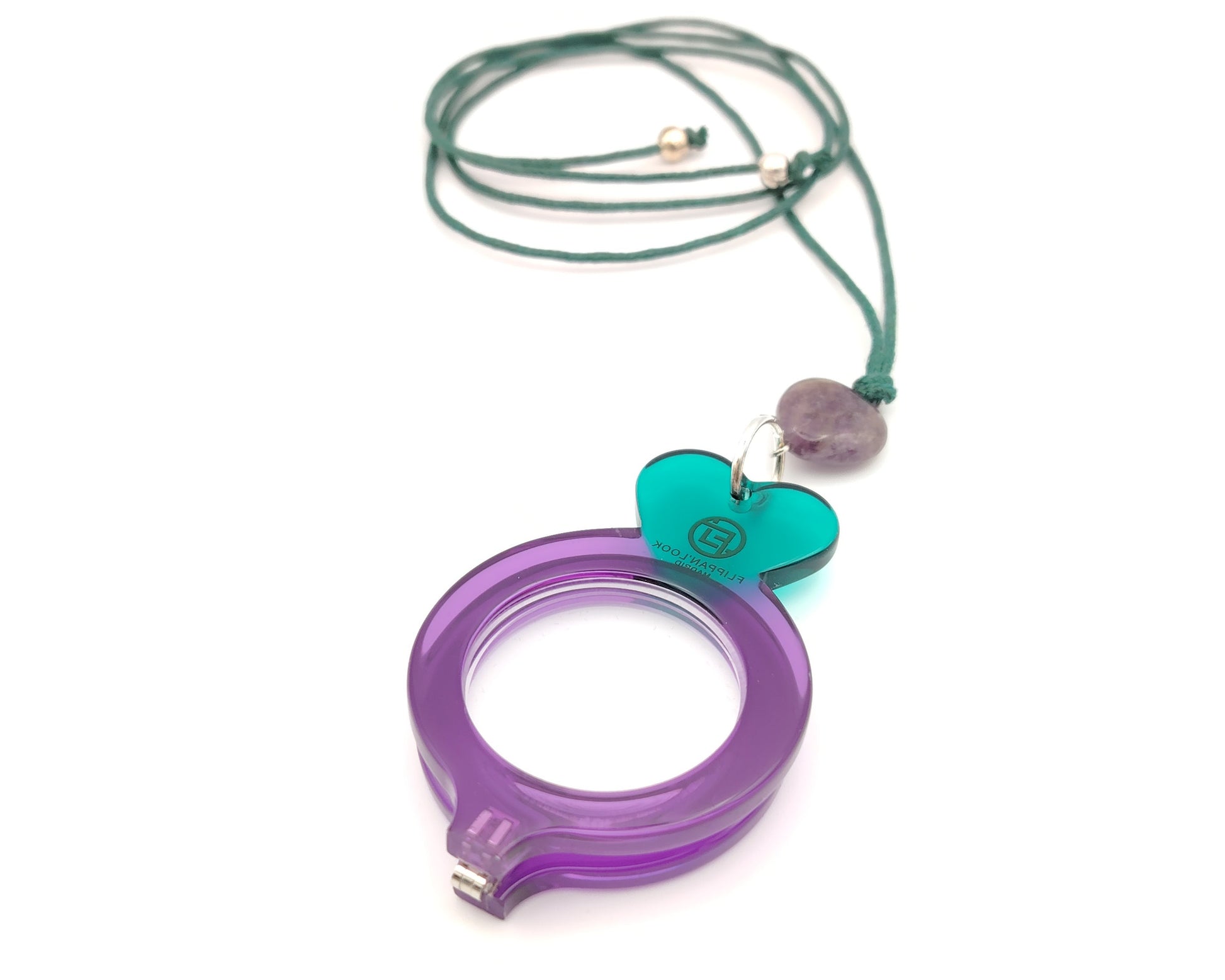 colgante lupa flippan look fl00439c corazón violeta verde