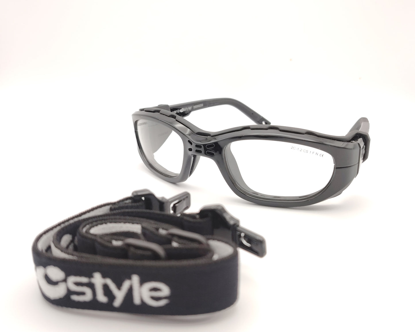 gafas de protección deportiva para niños con montura envolvente y cinta ajustable