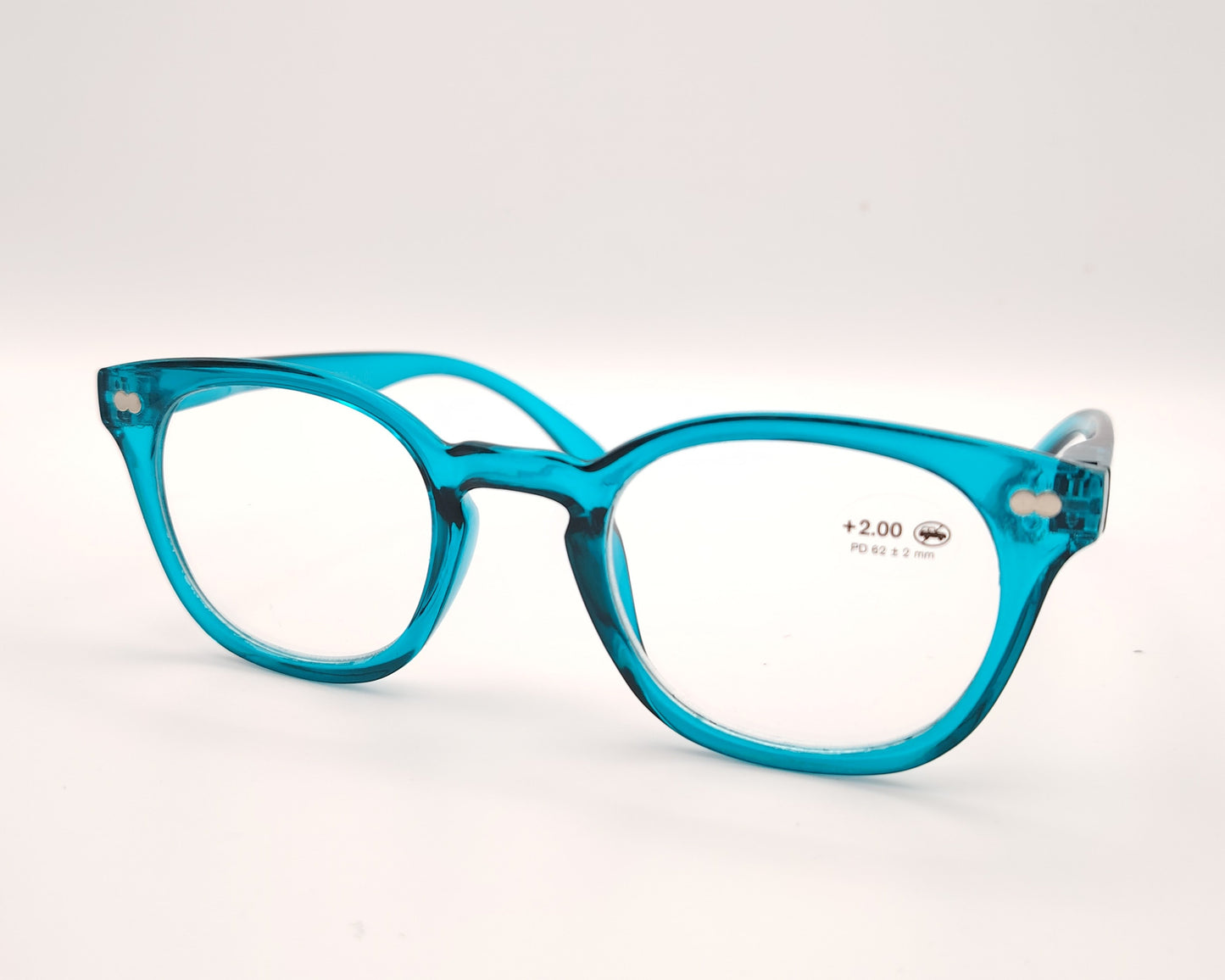 gafas premontadas para lectura en pasta color azul turquesa traslúcido 