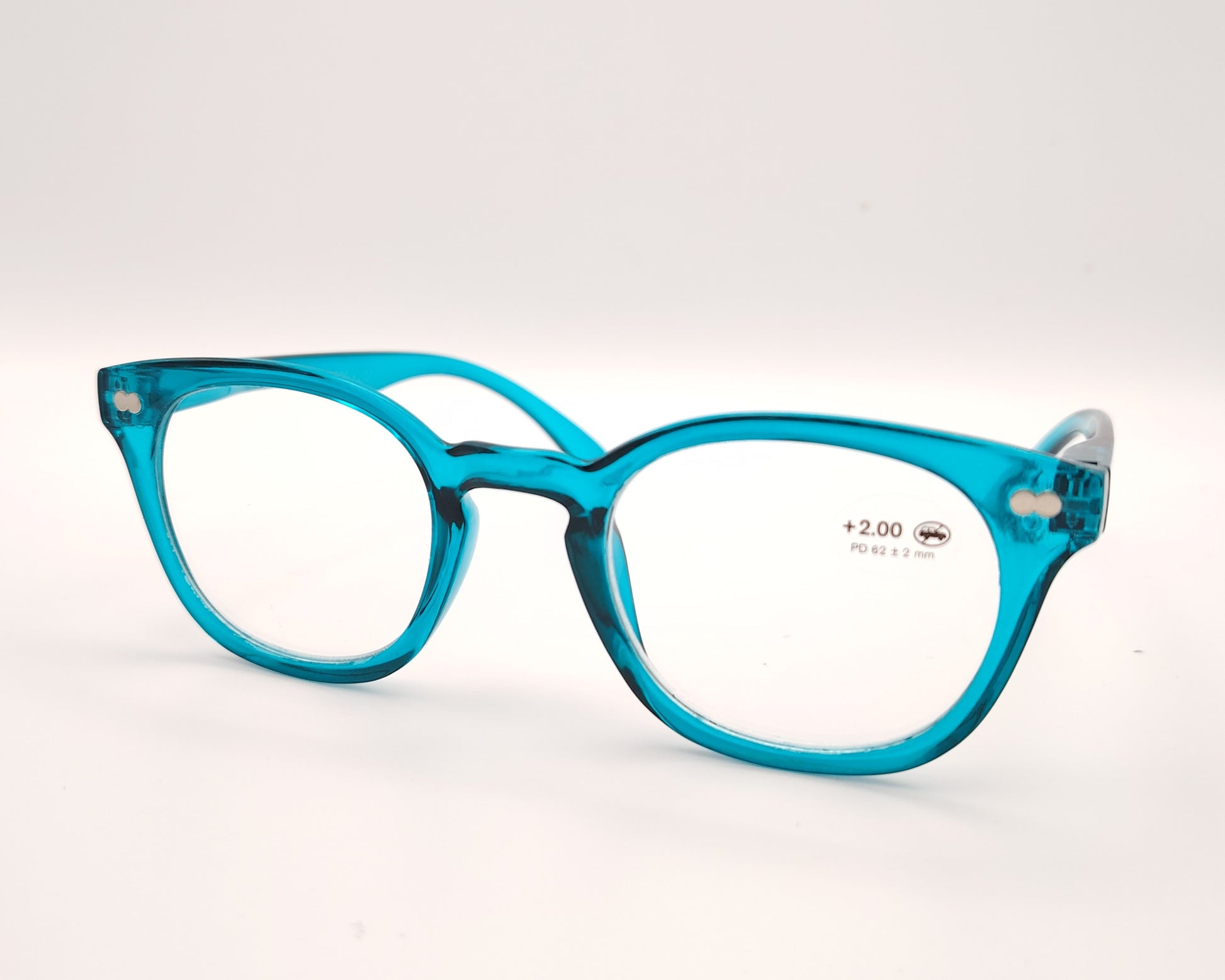 gafas premontadas para lectura en pasta color azul turquesa traslúcido 