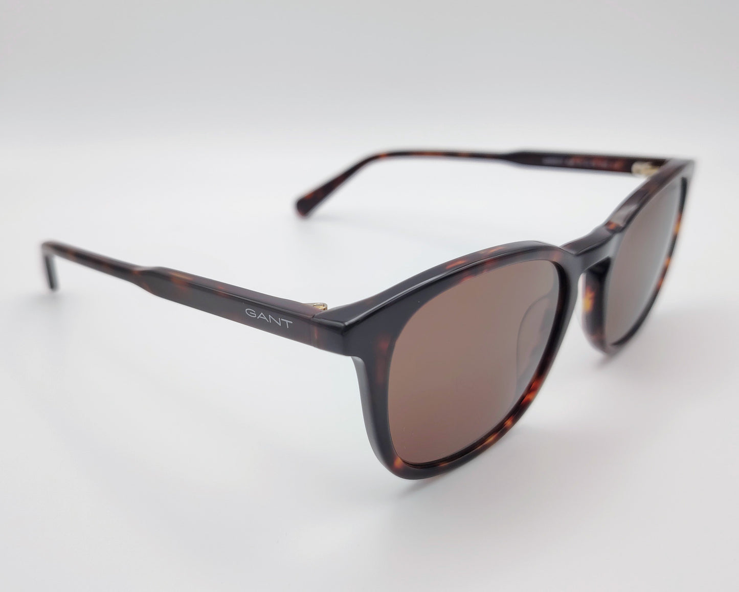 gant ga00017 52e gafas de sol con montura redondeada en acetato habana y lentes marrones para un estilo clásico y sofisticado