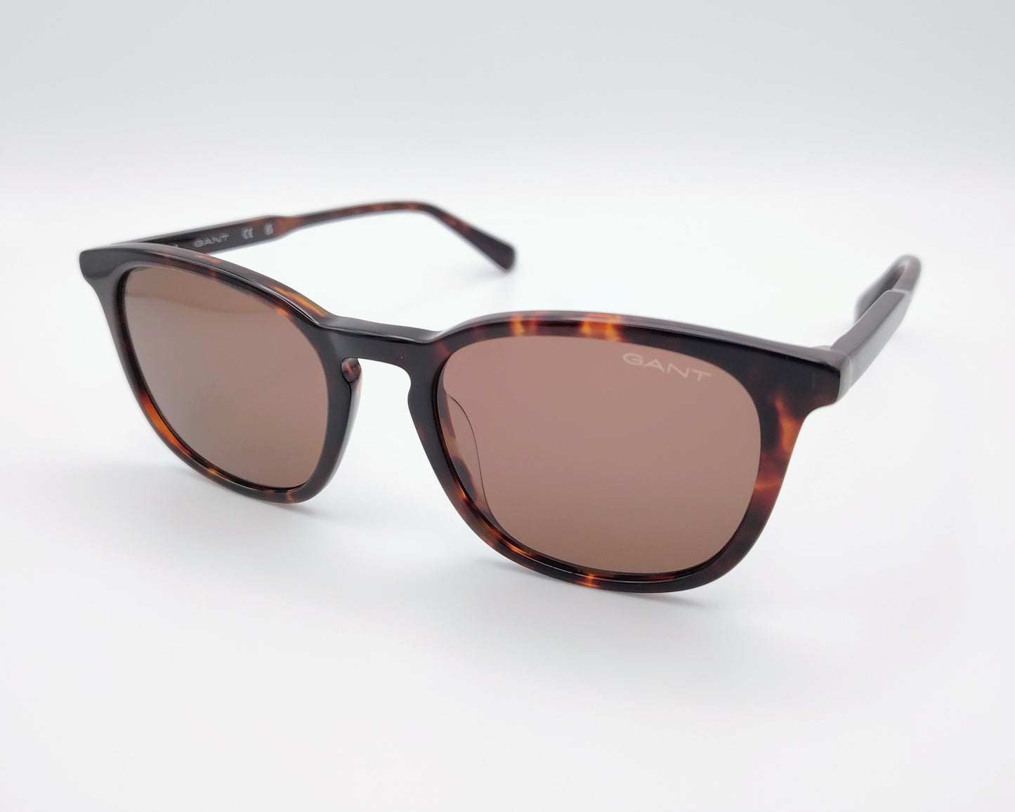 gant ga00017 52e gafas de sol con montura redondeada en acetato habana y lentes marrones para un estilo clásico y sofisticado