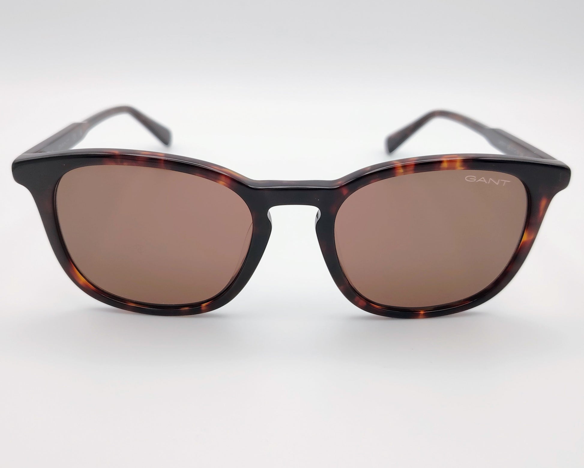 gant ga00017 52e gafas de sol con montura redondeada en acetato habana y lentes marrones para un estilo clásico y sofisticado