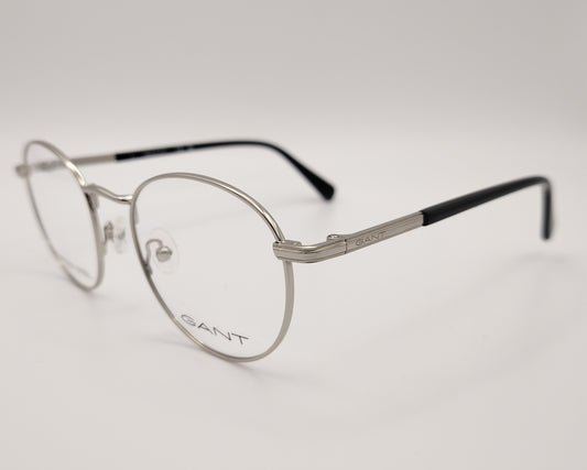 gant ga3298 016 montura en metal redonda en color plateado y terminales en negro