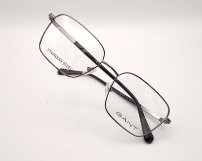 gafas de vista gant con montura cuadrada de metal en color gris plomo 