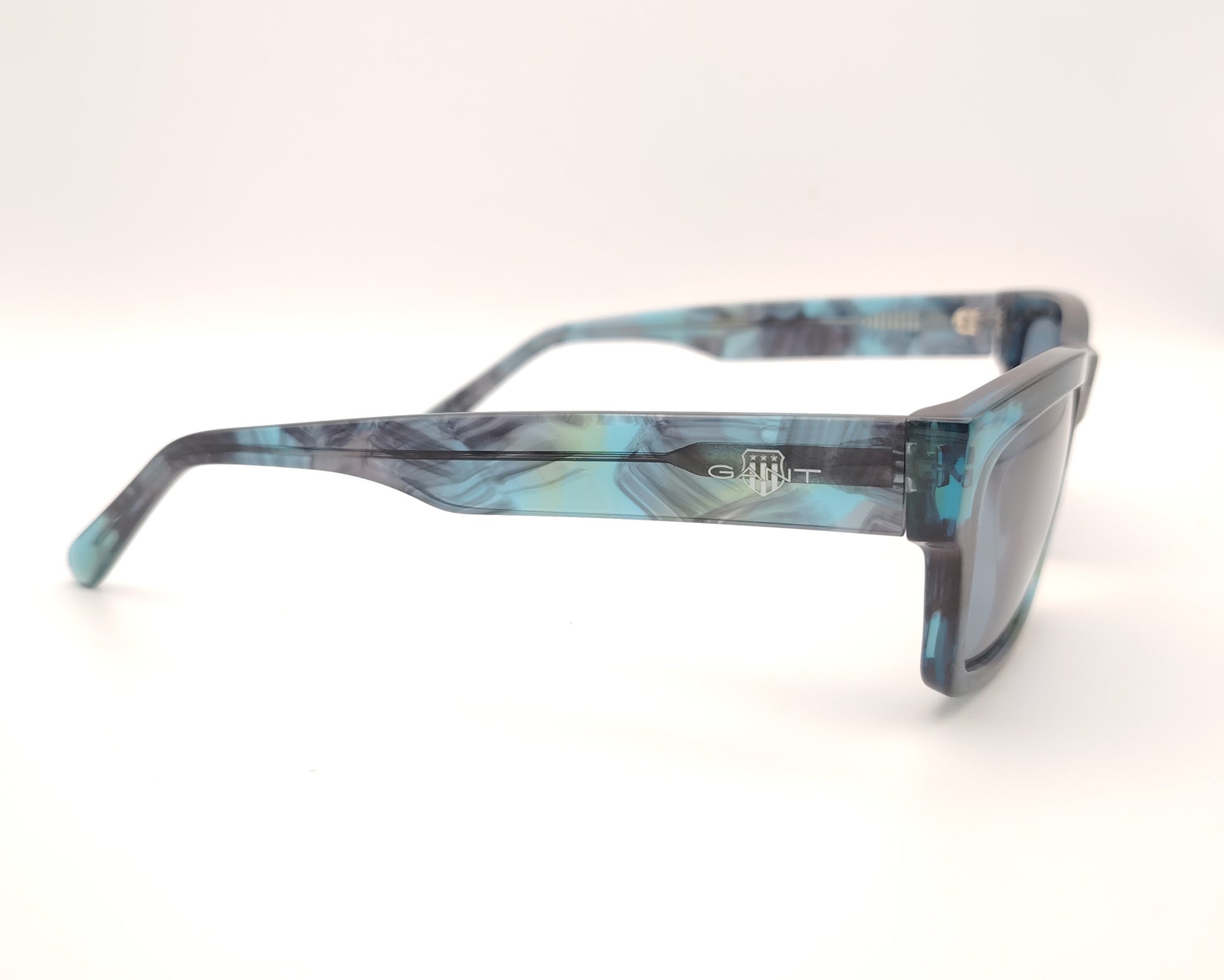gafas de sol gant ga7230 55v rectangulares azul jaspeado con lentes azules