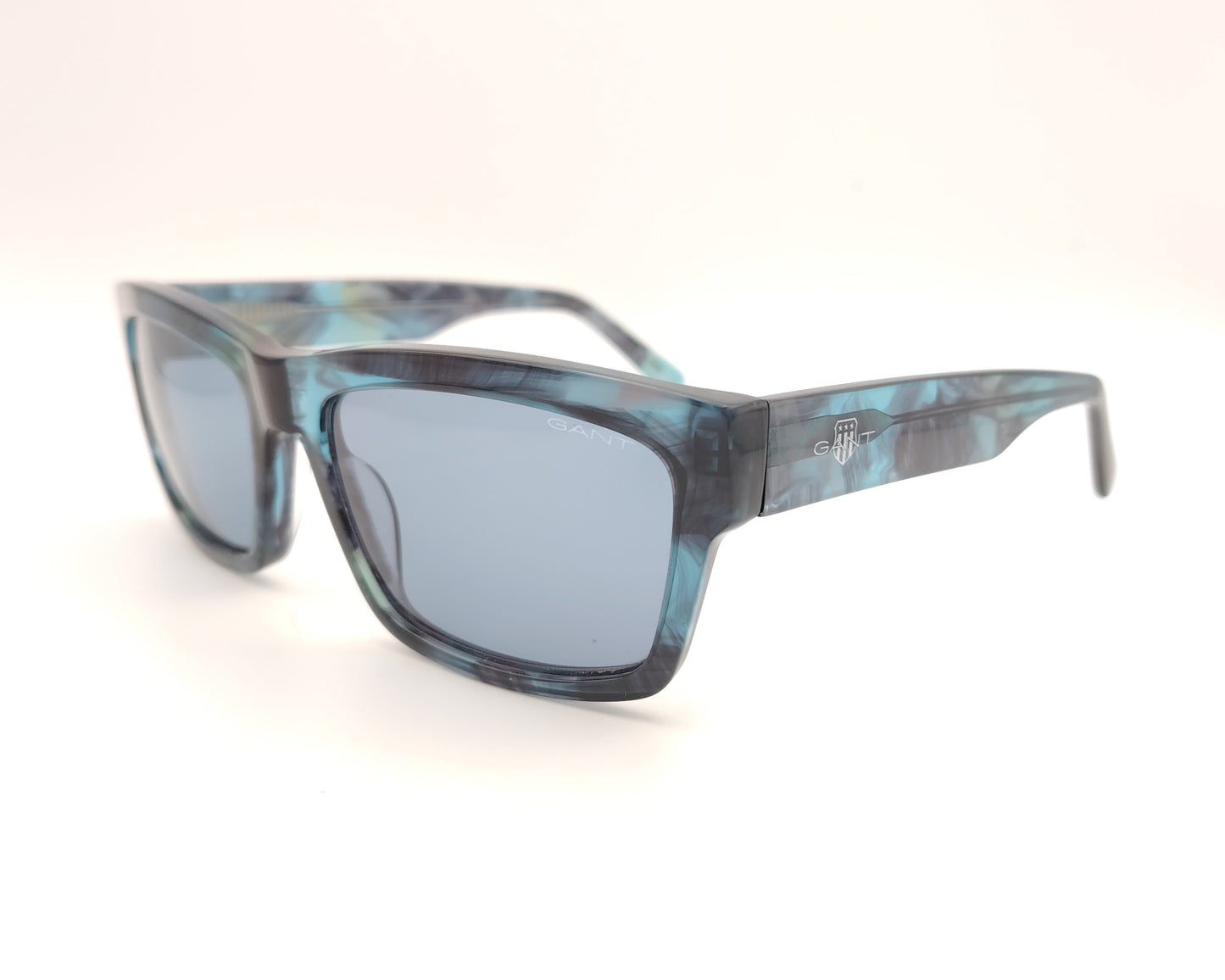gafas de sol gant ga7230 55v rectangulares azul jaspeado con lentes azules