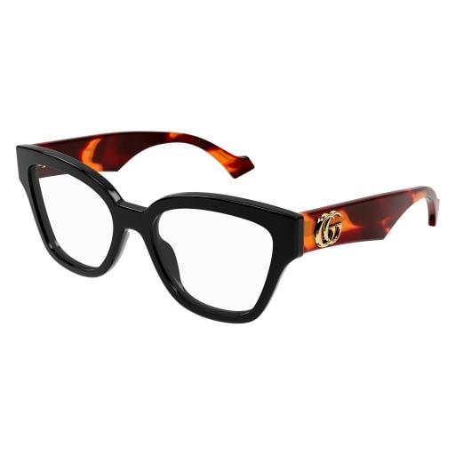 gafas gucci en acetato negro con varillas carey y logo gg dorado