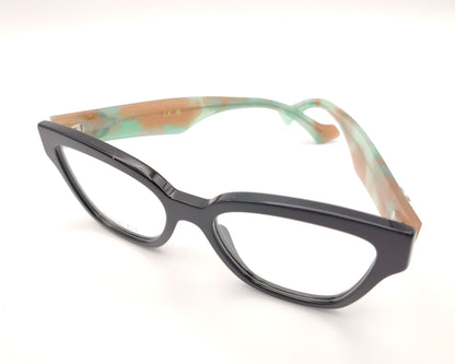 gafas gucci en acetato carey con varillas en verde y beige y logo gg plateado