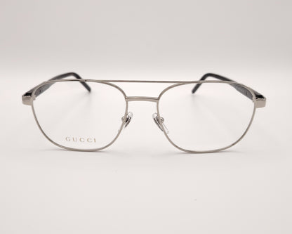 gafas metálicas gucci forma aviador en color plata con varillas negras de pasta