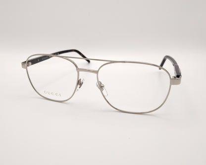 gafas metálicas gucci forma aviador en color plata con varillas negras de pasta