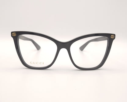 gafas graduadas gucci negras con forma cat eye y detalle dorado en la varilla