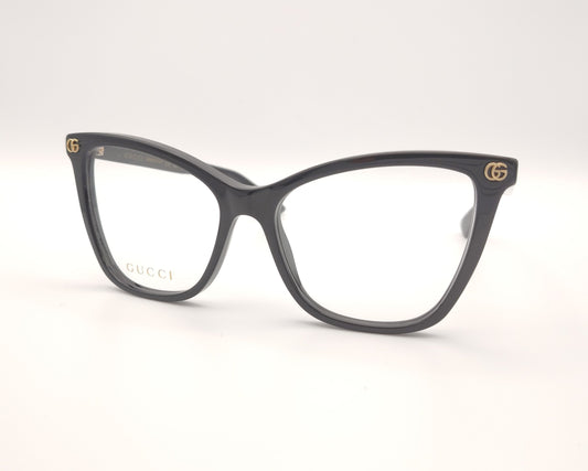 gafas graduadas gucci negras con forma cat eye y detalle dorado en la varilla