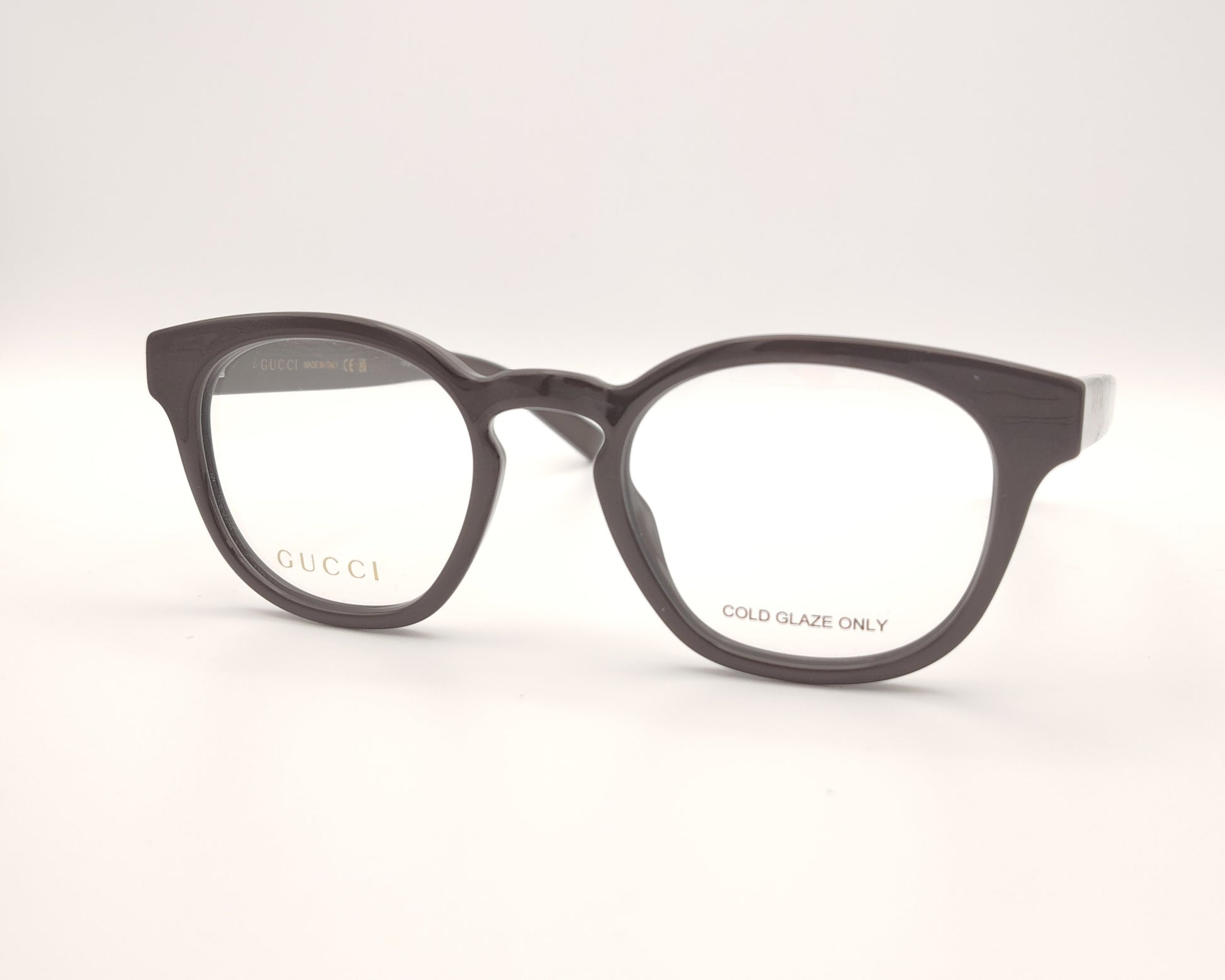 gafas gucci de forma redonda en pasta marrón chocolate