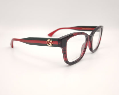 gafas gucci gg1863o 003 cuadradas en acetato rojo vino con logo dorado en varilla