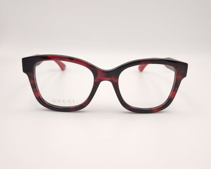 gafas gucci gg1863o 003 cuadradas en acetato rojo vino con logo dorado en varilla