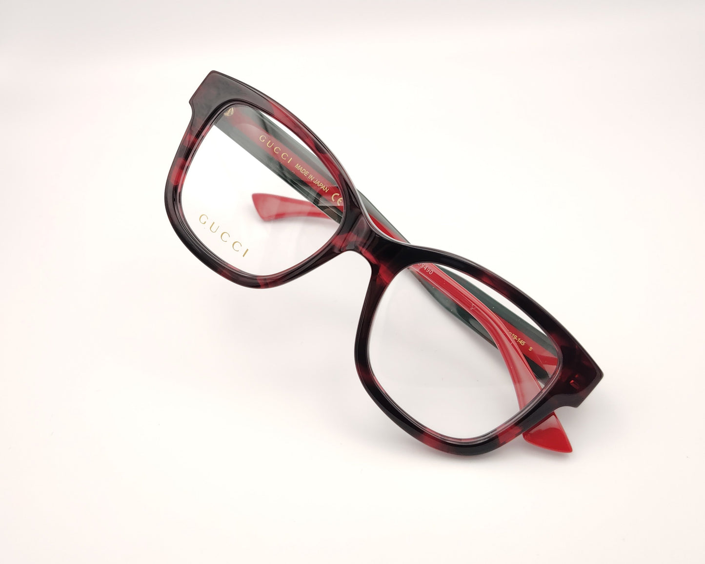 gafas gucci gg1863o 003 cuadradas en acetato rojo vino con logo dorado en varilla