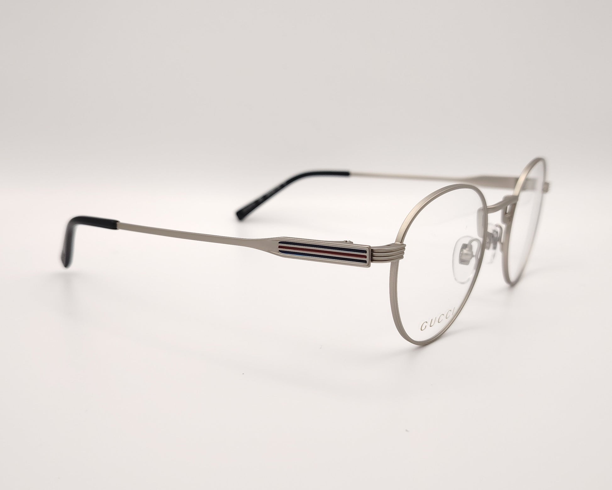 gafas gucci redondas de metal  plateado mate 