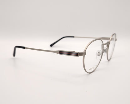 gafas gucci redondas de metal  plateado mate 