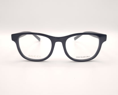 gafas gucci en pasta azul marino con logo dorado en las varillas