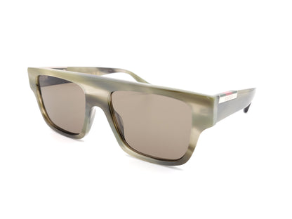 gafas de sol gucci con montura cuadrada verde translúcida y lentes marrones