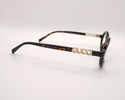 gafas gucci graduadas redondas de acetato carey con logo dorado en las varillas