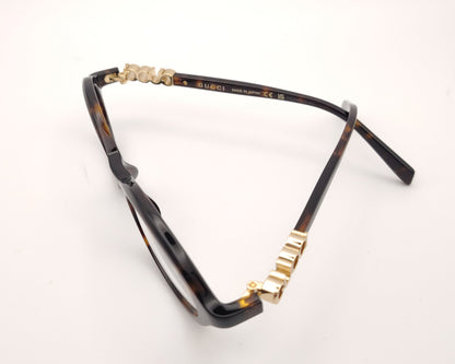 gafas gucci graduadas redondas de acetato carey con logo dorado en las varillas